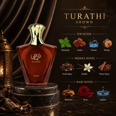 AFNAN PERFUMES Turathi Brown - Eau de Parfum 90ml - Gambar 6
