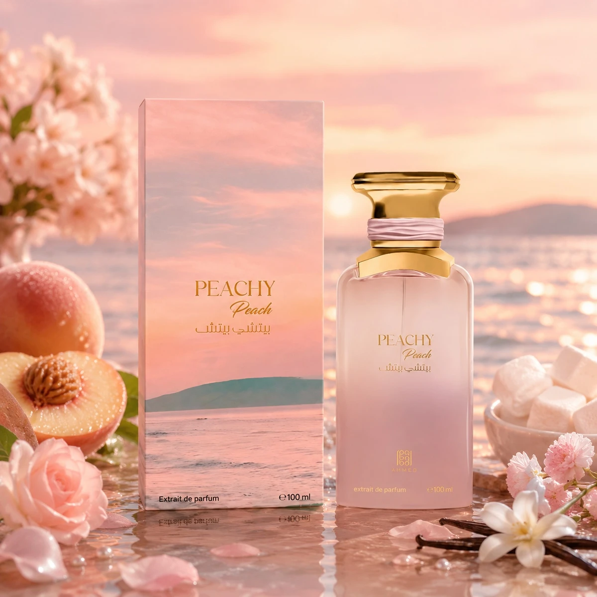 Ahmed Al Maghribi Peachy Peach Extrait De Parfum 100ml Box