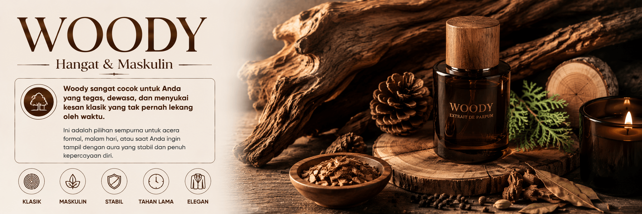 WOODY Fragrance Notes Banner